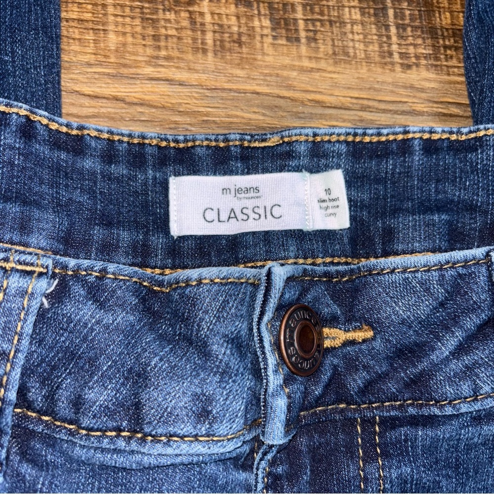 m jeans by Maurices Classic Curvy High Rise Slim Boot Jean Size 10 Short - Picture 2 of 10